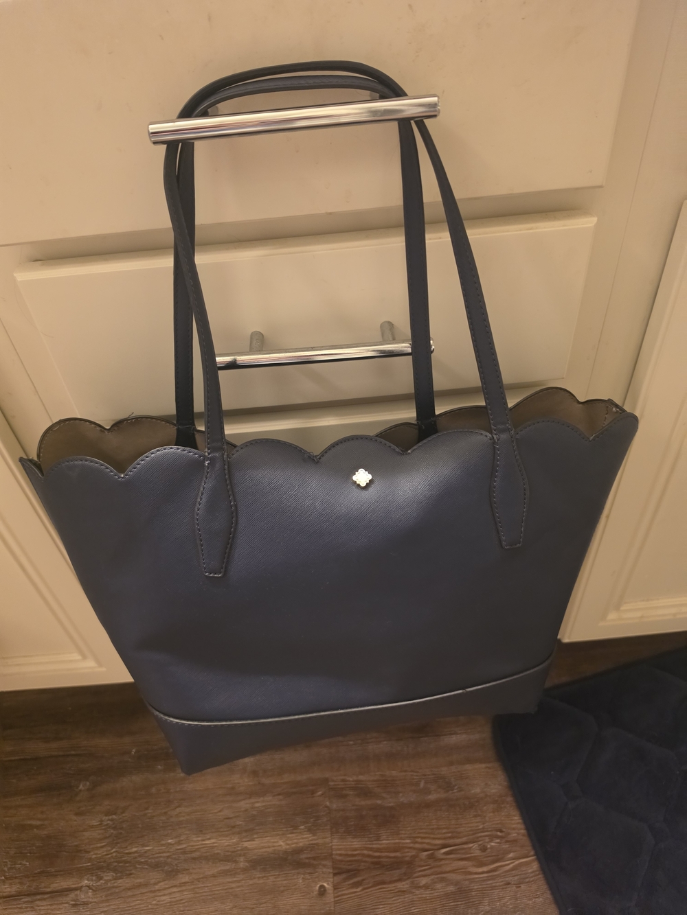 crown & ivy Navy Scalloped Tote Bag